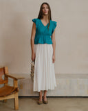 Blusa con lino cuello "V" Lara