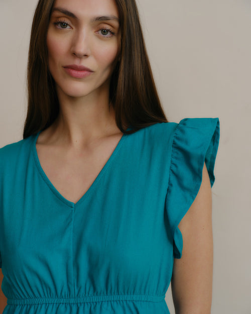 Blusa con lino cuello 