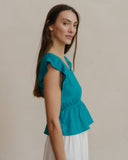 Blusa con lino cuello "V" Lara