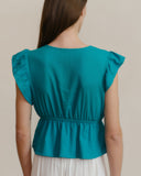 Blusa con lino cuello "V" Lara