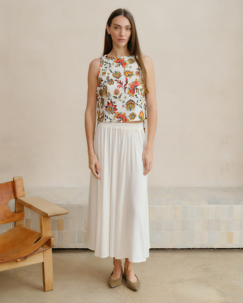 Top con lino estampado Rossy/le