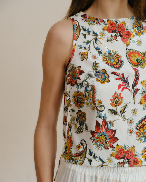 Top con lino estampado Rossy/le Hover