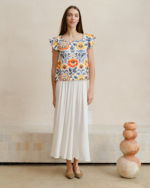 Blusa estampada con lino Candida