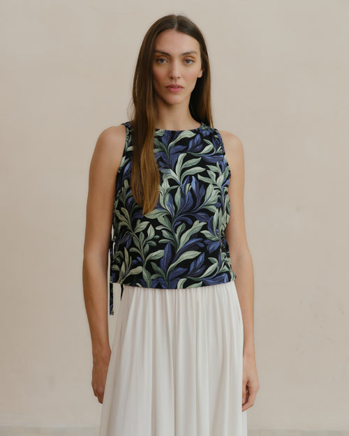 Top con lino estampado Rossy/le