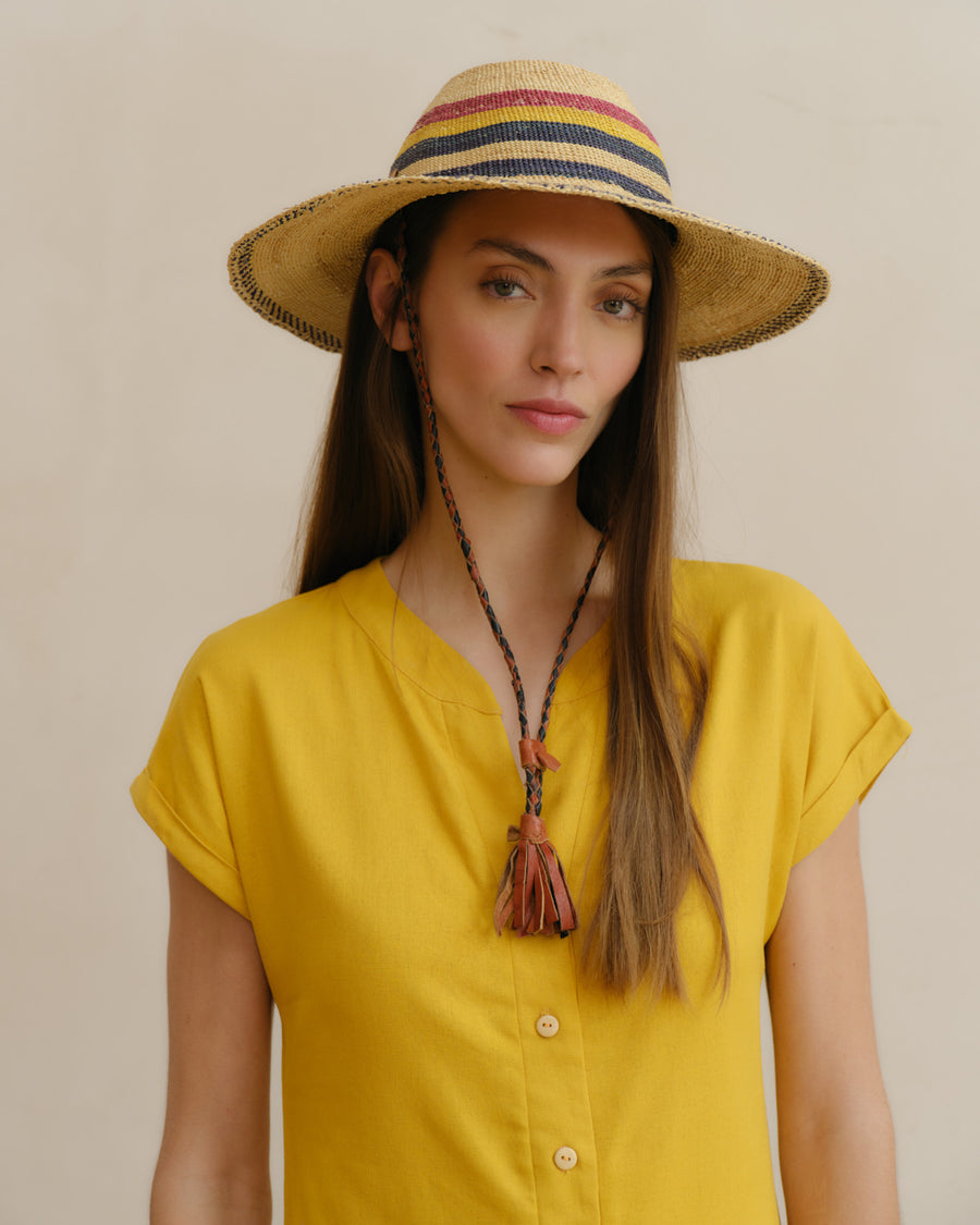 Vestido corto con lino camisero Tara