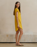 Vestido corto con lino camisero Tara