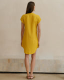 Vestido corto con lino camisero Tara