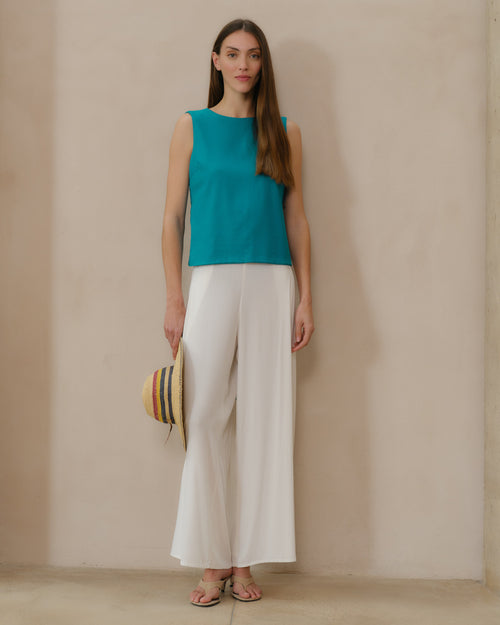 Blusa con lino Celeste