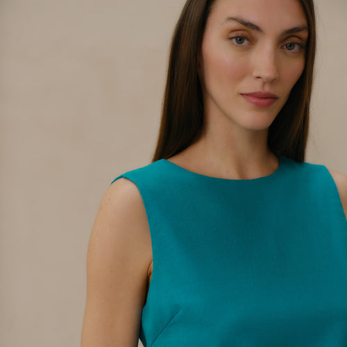 Blusa con lino Celeste