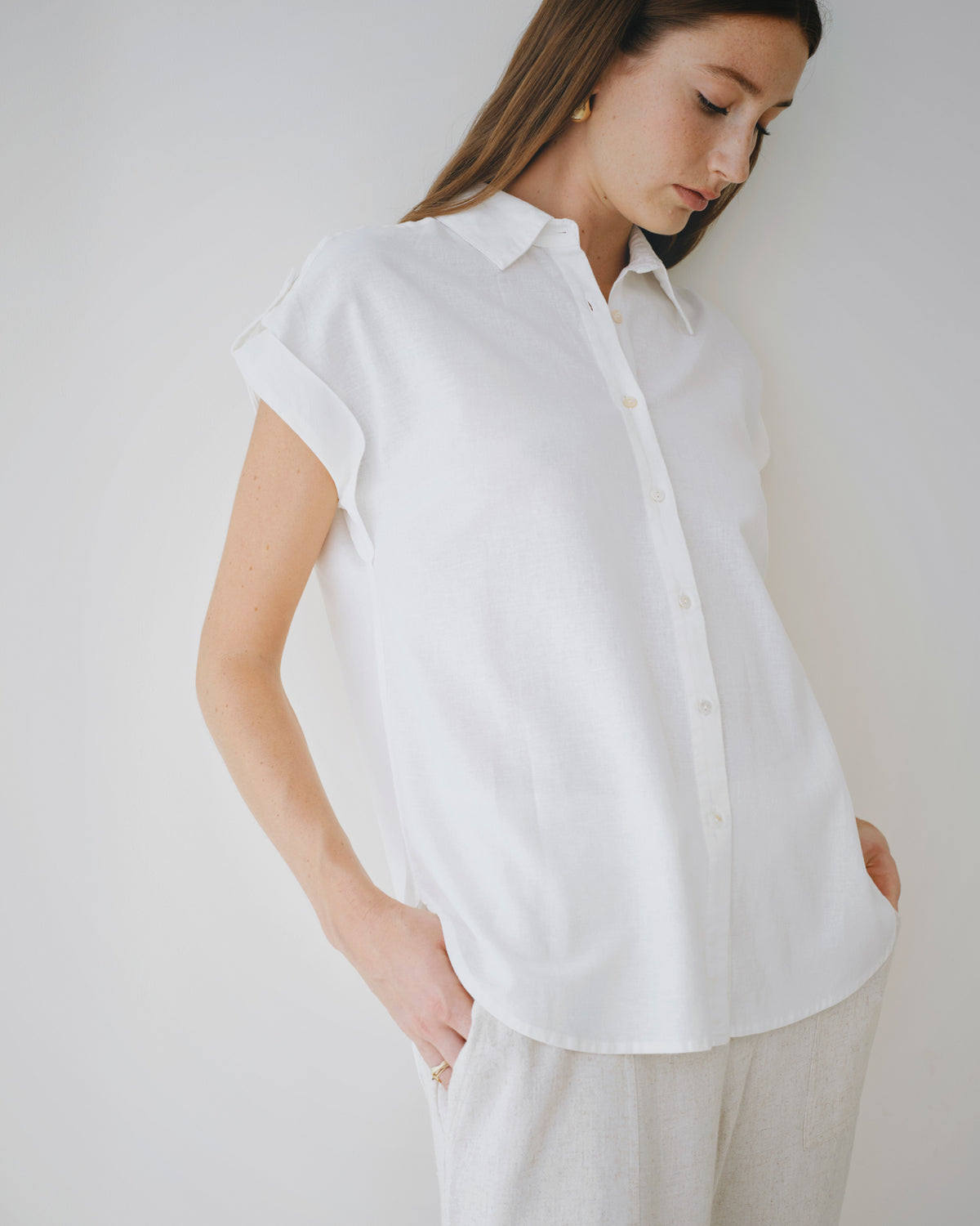 Blusa camisera con lino Galena