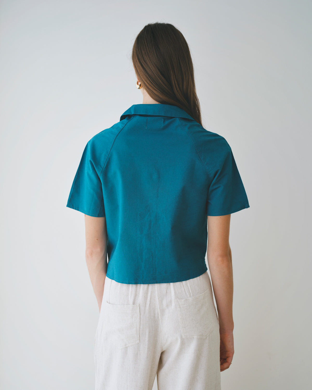 Blusa con lino cuello sport Nerea