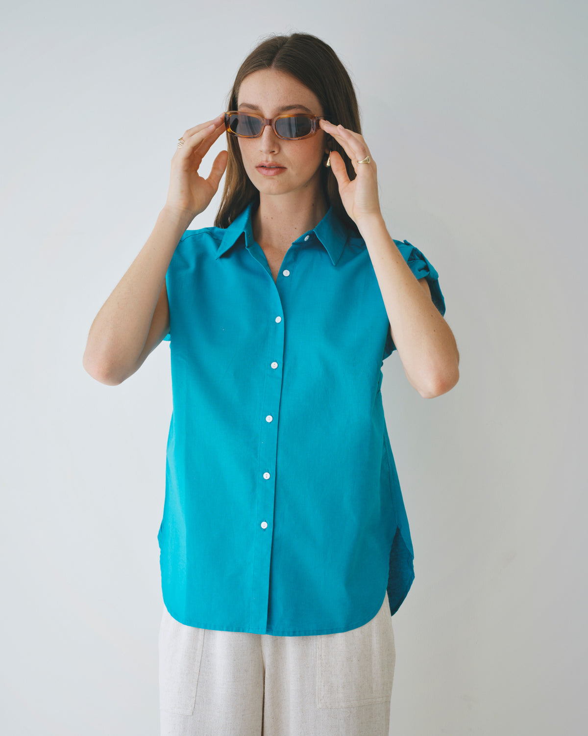 Blusa camisera con lino Galeana