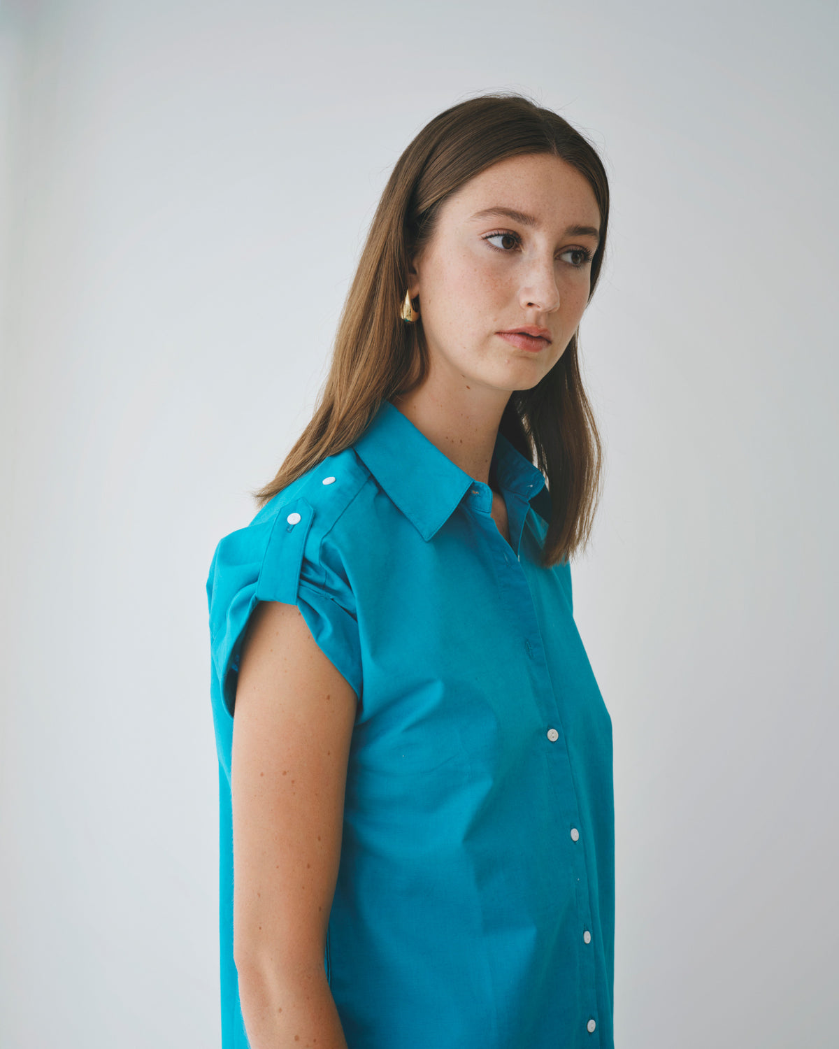 Blusa camisera con lino Galeana