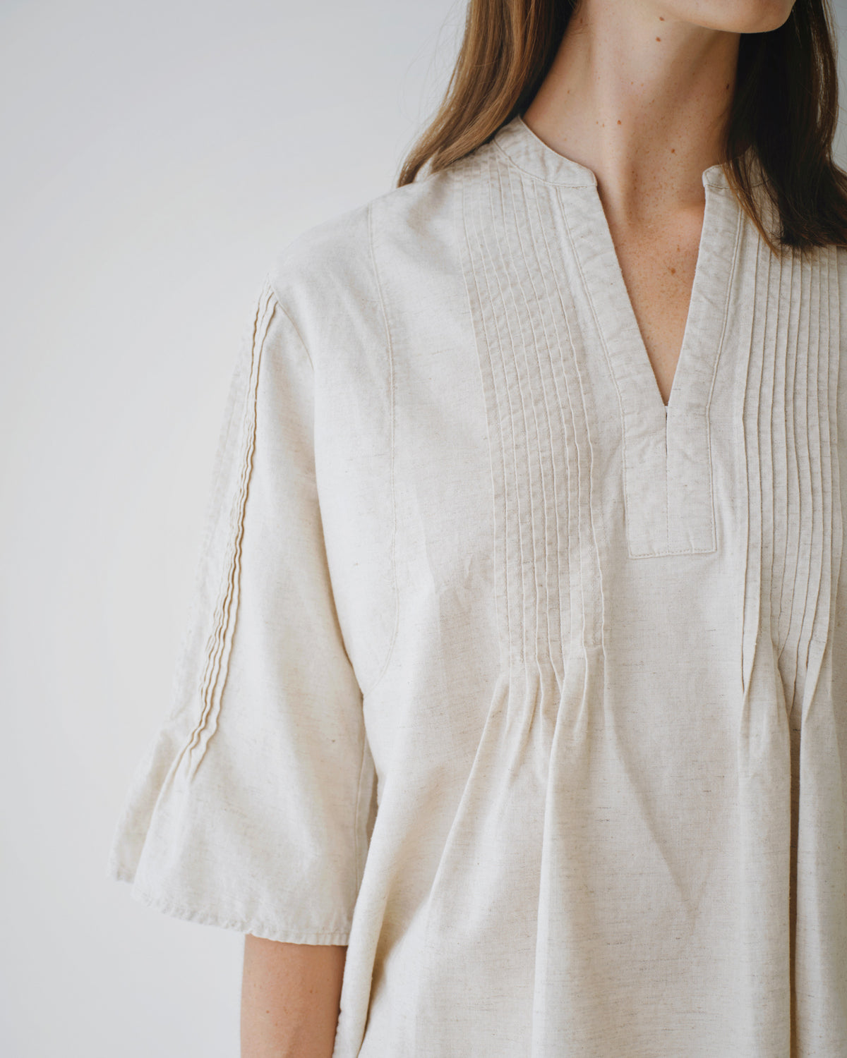 Blusa alforza con lino Domenica