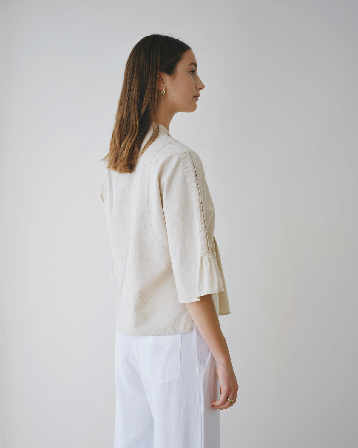 Blusa alforza con lino Domenica