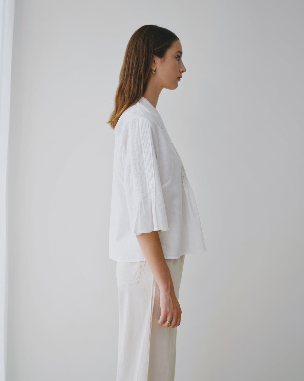 Blusa alforza con lino Domenica