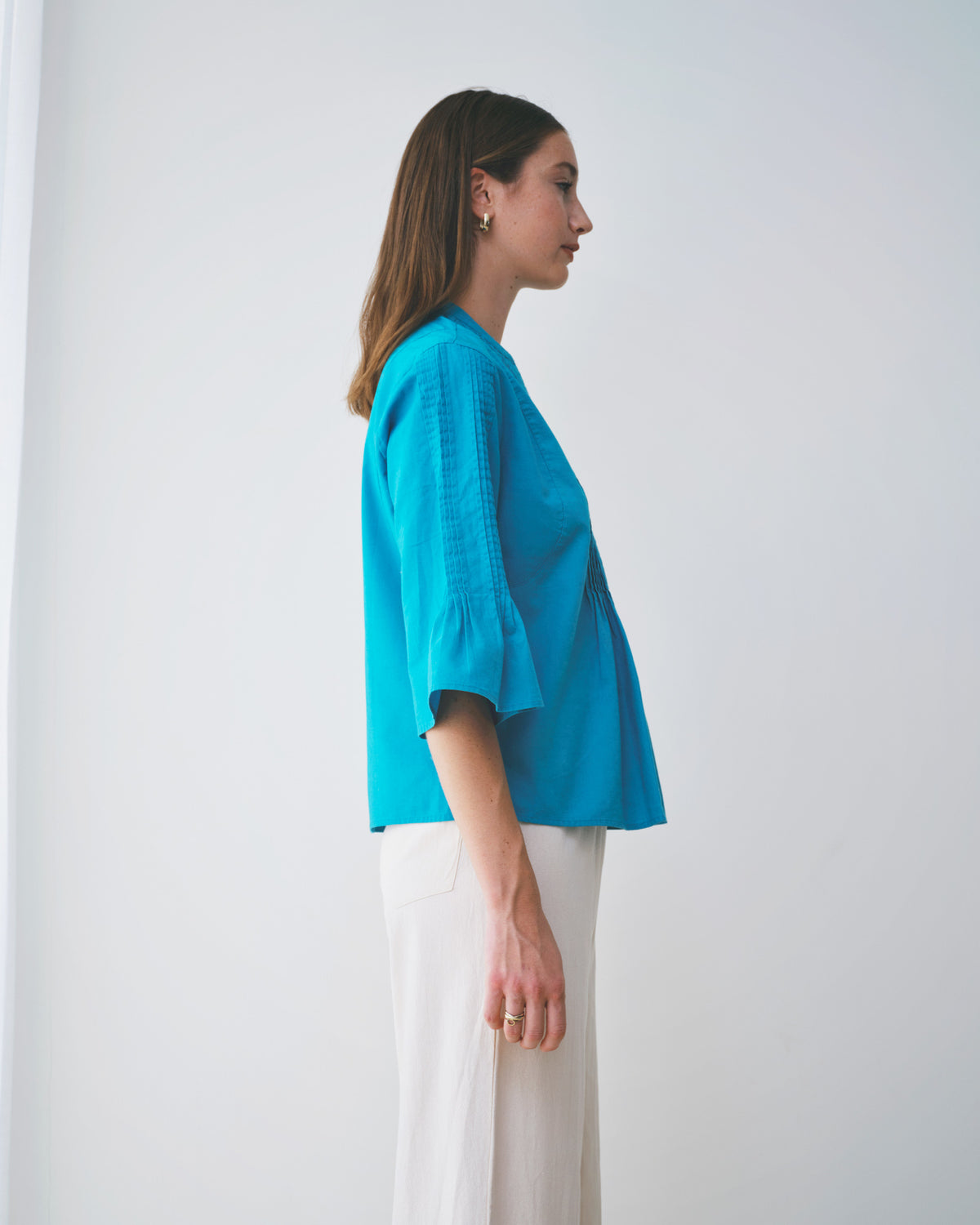 Blusa alforza con lino Domenica