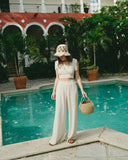 Pantalon con lino corte recto Abu dabi