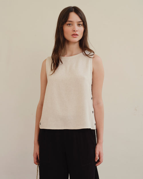 Blusa sin mangas con lino Lirio/2 Hover
