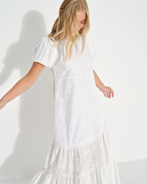 Vestido largo de tela bordada Maura Hover
