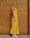 Vestido largo de tela bordada Megan