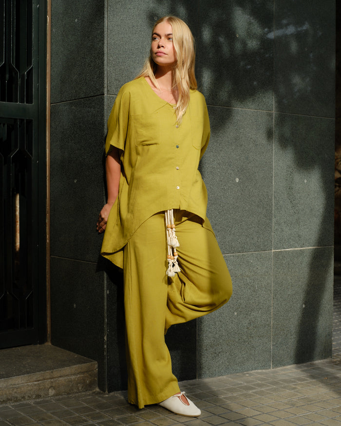 Blusa larga con lino Maya