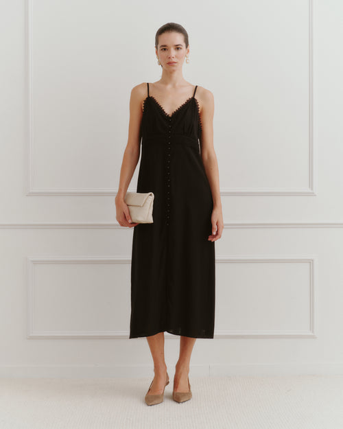 Vestido largo de tirantes con lino Clarissa