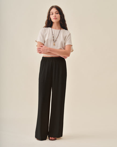 Pantalon con lino corte recto Abu dabi