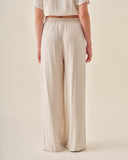 Pantalon con lino corte recto Abu dabi