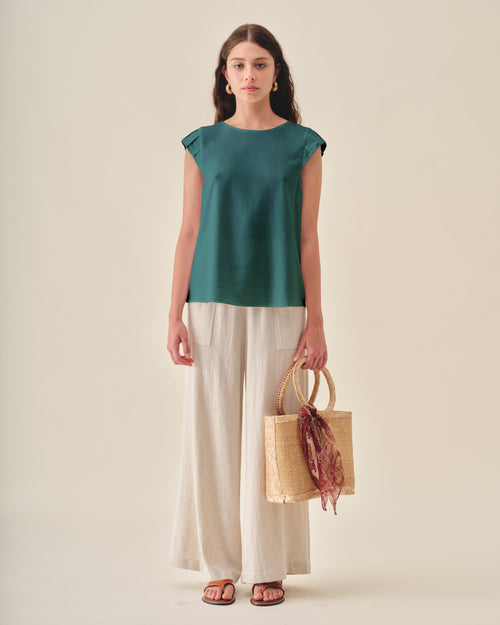 Blusa Cuello Redondo Con Lino Zully