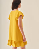 Vestido corto fluido con lino Alba