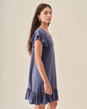 Vestido corto fluido con lino Alba