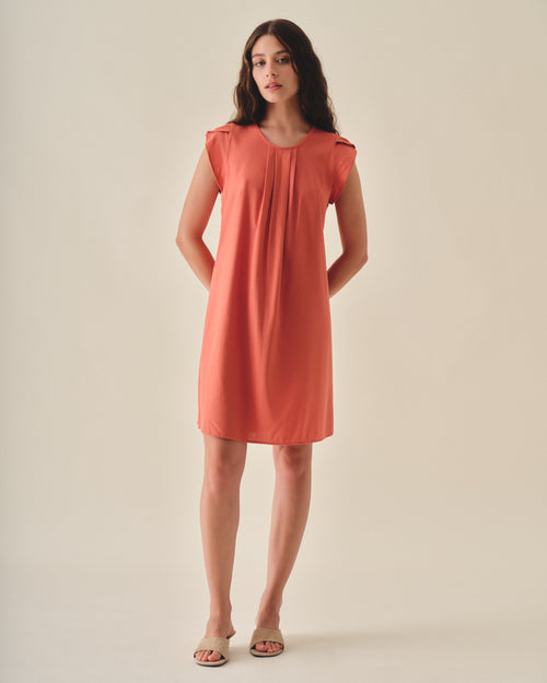 Vestido corto con lino manga tulipan Narcisa