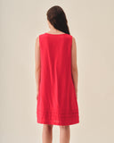Vestido corto Leonor  con tres tablones en la orilla de bajos