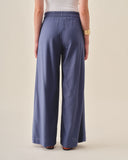 Pantalon con lino corte recto Sahara