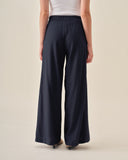 Pantalon con lino corte recto Sahara