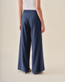 Pantalon con lino corte recto Sahara