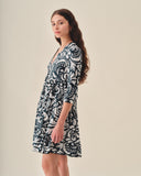 Vestido corto manga 3/4 estampado damasco Severina/ol