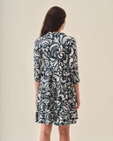Vestido corto manga 3/4 estampado damasco Severina/ol