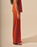 Pantalon con lino corte recto Sahara