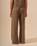 Pantalon con lino corte recto Abu dabi