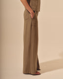 Pantalon con lino corte recto Abu dabi
