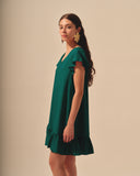 Vestido corto fluido con lino Alba