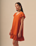 Vestido corto fluido con lino Alba