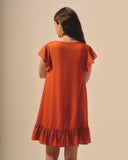 Vestido corto fluido con lino Alba