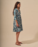 Vestido corto manga 3/4 estampado damasco Severina/ol