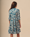 Vestido corto manga 3/4 estampado damasco Severina/ol