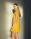 Vestido corto fluido con lino Alba