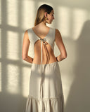 Maxi vestido con lino Lucette