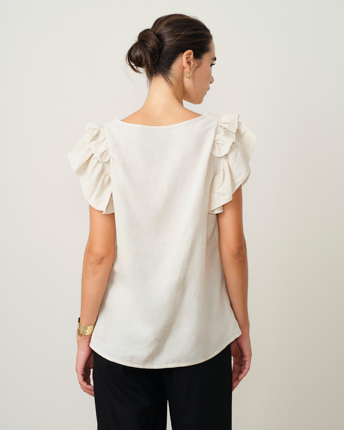 Blusa con lino cuello V Florentina